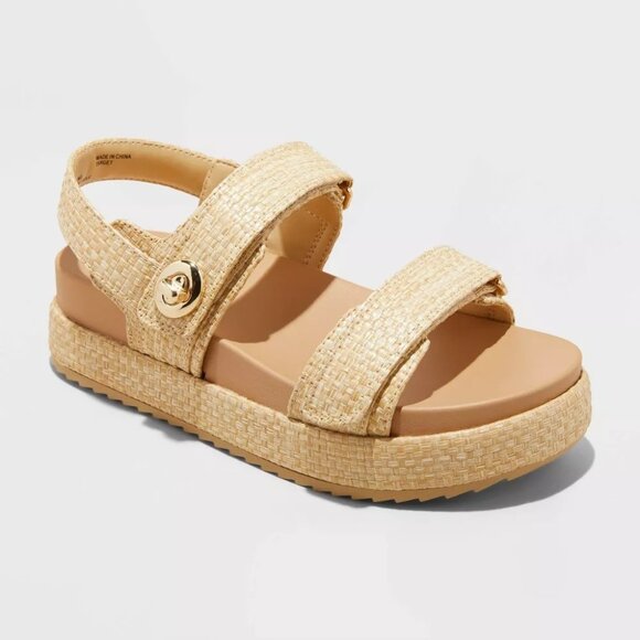 NEW A New Day Tanner Platform Double Band Sandals - Tan - Size 7.5 - Picture 1 of 7